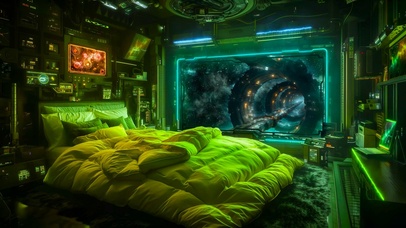 炫酷科幻宇宙飞船前行