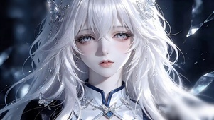 唯美星瞳白发少女