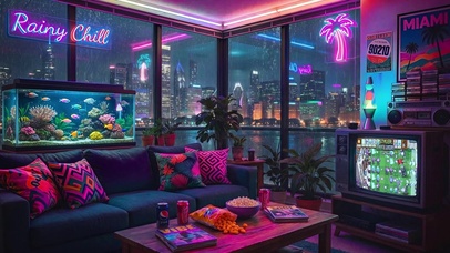 复古美式霓虹风公寓