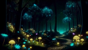 幽静荧光树林