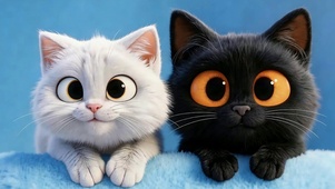 大眼萌猫 黑白配