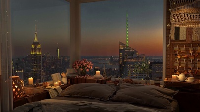 温馨雨天都市房间