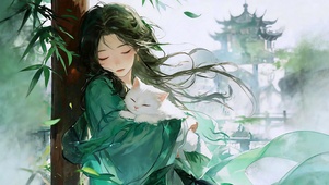 风栖竹舍清冷少女