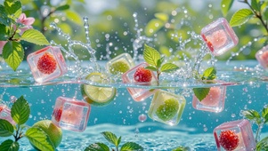 清新夏日水果冰块