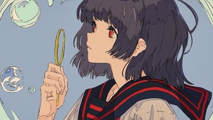 吹泡泡的女孩