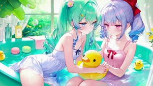 浴缸小黄鸭可爱双子