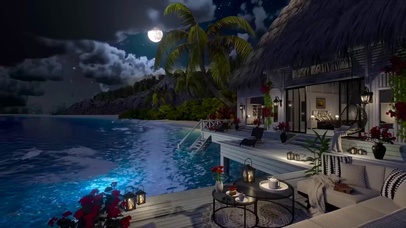 夏日夜晚海边别墅