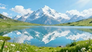 远处的雪山倒影