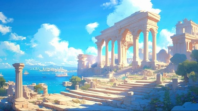 海岛宏伟古罗马建筑