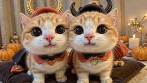 超萌情侣恶魔橘猫