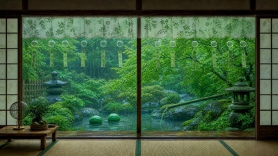 绿窗风铃庭院