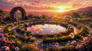 梦幻花园日落