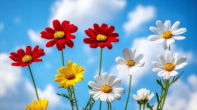 蓝天白云唯美的花花