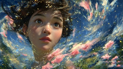 天空中梦幻清纯女孩