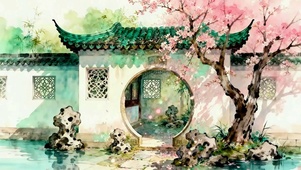 古风樱花庭院
