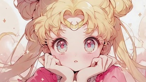 托腮的动漫美少女
