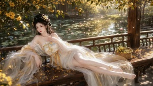 古风湖畔仙气美少女