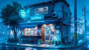 雨夜街角咖啡店