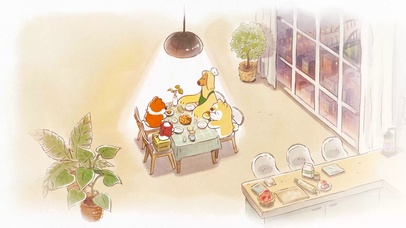 共进晚餐的狗狗