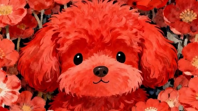 鲜花中萌宠狗带鱼屏