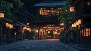 宁静古风小城酒楼建筑