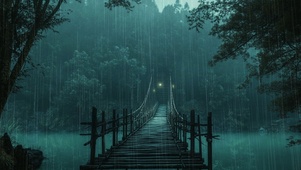 雨中吊桥