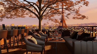 巴黎咖啡厅看日落