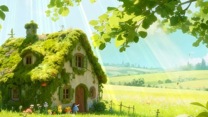 蓝天白云树木绿景双屏