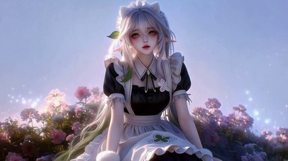 花丛猫耳女仆精灵美少女