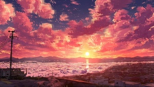 梦幻落日冰川小镇