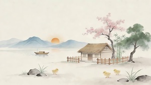 唯美简约风茅草屋