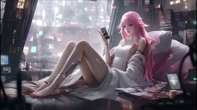 科幻粉毛长腿少女