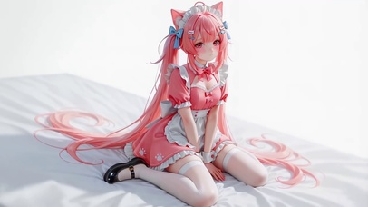 粉色长发白丝长腿美少女