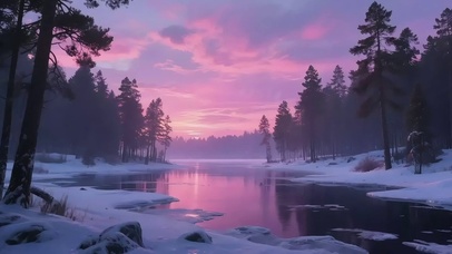 梦幻落日积森湖岸