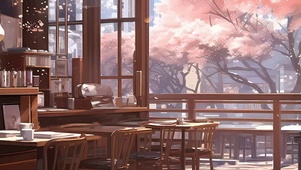 护眼樱花树木带鱼屏