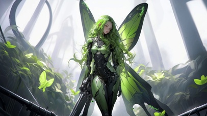 绿色彩蝶机甲少女