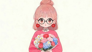 戴眼镜可爱女孩