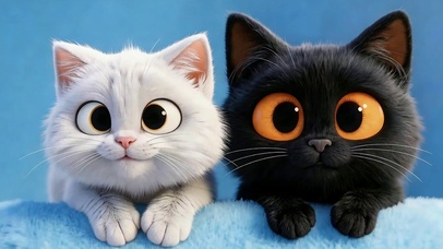 大眼萌猫 黑白配