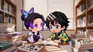 图书馆蝴蝶忍和富冈义勇