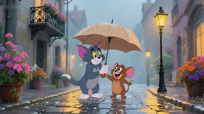 雨天汤姆猫和杰瑞