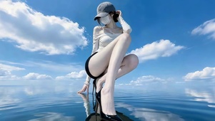 海面长腿女孩