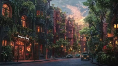 唯美静谧城市小镇街道
