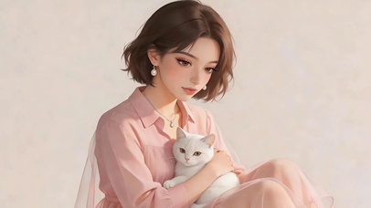 女孩与猫咪