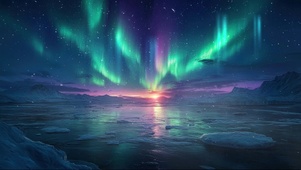 梦幻雪原极光