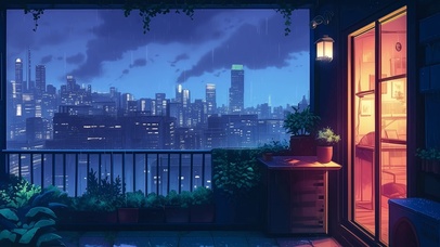 插画-雨夜城市