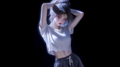 暗夜高马尾挽发少女