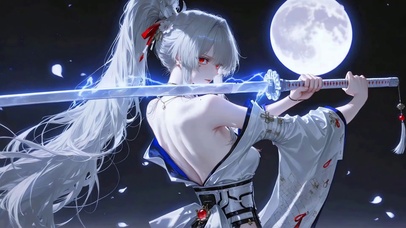 月夜冰刃白发美少女绯雪
