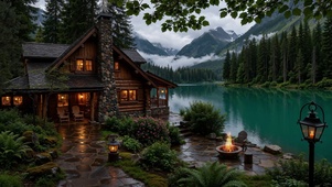 湖畔风景小屋