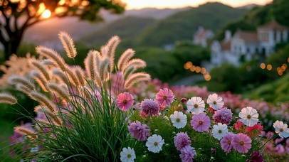 暮色山间浪漫花境