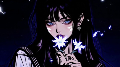 暗夜发光百合少女